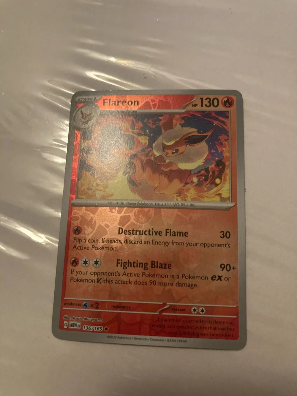 Pokemon Flareon Card - Orange, Red, Yellow